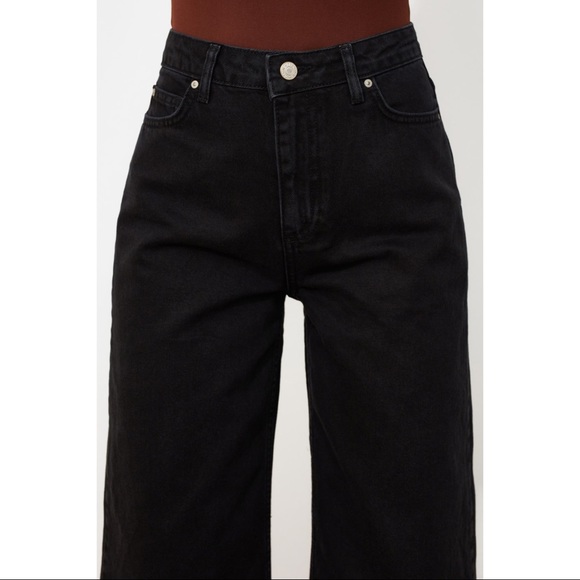 High Rise Waisted Wide Crop Leg Cotton Denim - Picture 4 of 5